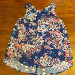 Floral Paisley Sleeveless Blouse - Blue